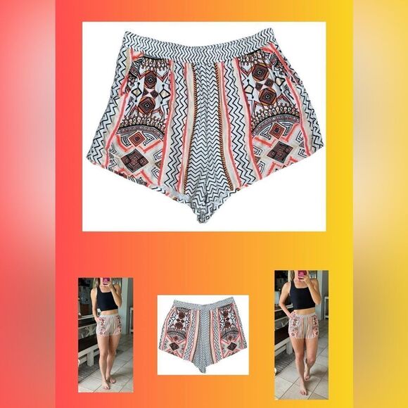 MINKPINK Space Cowboy Neon Orange Multi Color Pull On Short - Picture 1 of 10